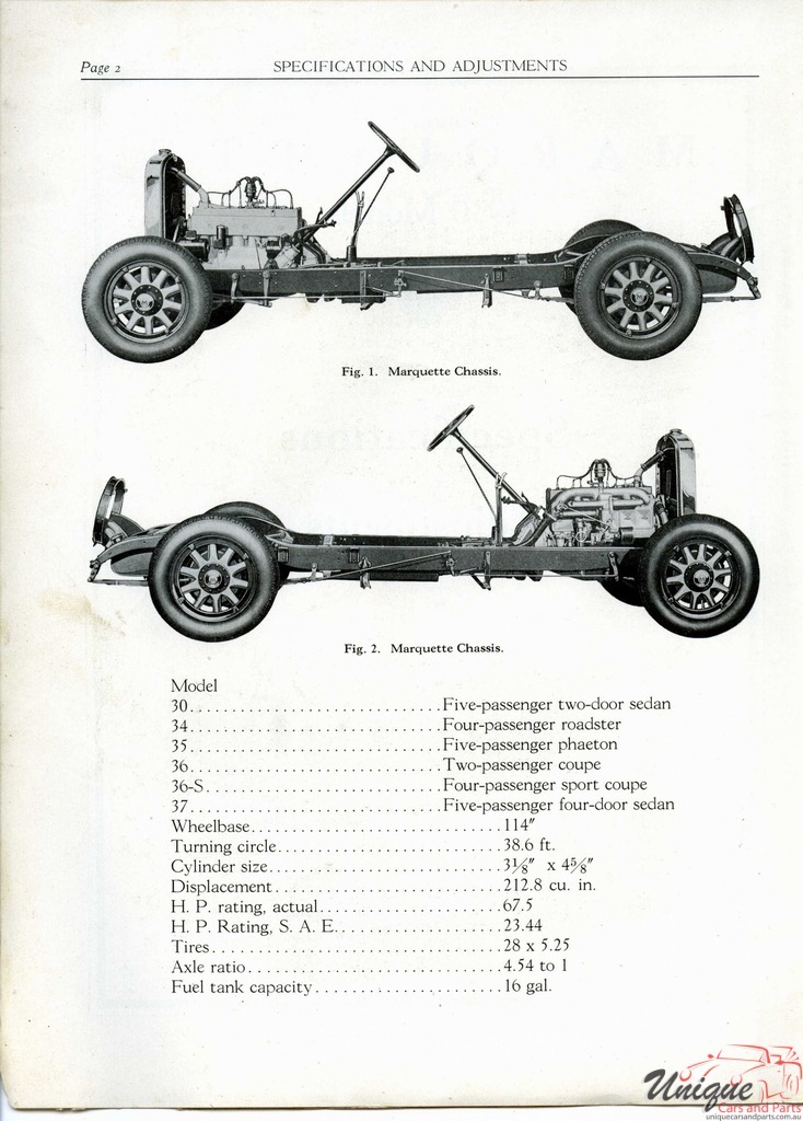 1930 Buick Marquette Specifications Booklet Page 37